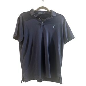 Polo Ralph Lauren Navy Blue Cotton Custom Slim Fit Short Sleeve Polo Shirt Med